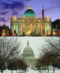 St. Peter's Basilica and the U.S. Capitol